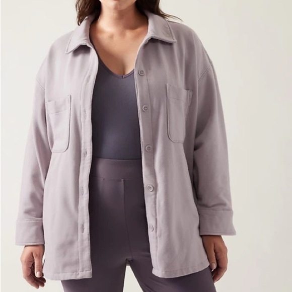 Athleta Lilac Purple Retroplush Shirt Jacket Shacket Plus Size 2X - Picture 1 of 6